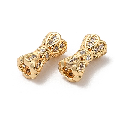 Brass Micro Pave Cubic Zirconia Beads KK-B074-49G-1