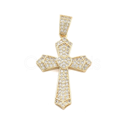 Brass Pave Cubic Zirconia Pendants KK-U009-06A-G-1