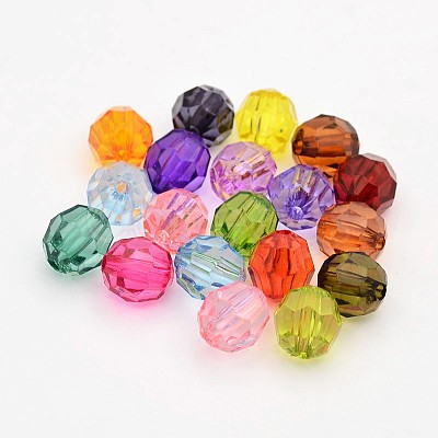 Faceted Transparent Acrylic Round Beads DB8MM-M-1