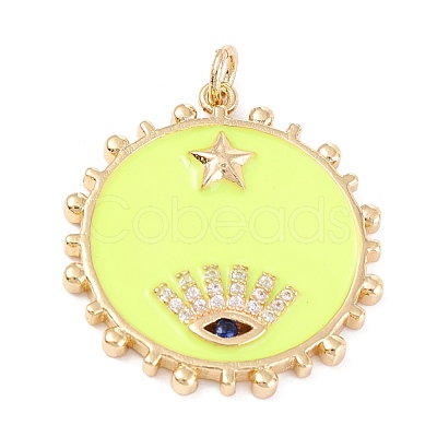 Brass Micro Pave Cubic Zirconia Pendants KK-P201-11G-1