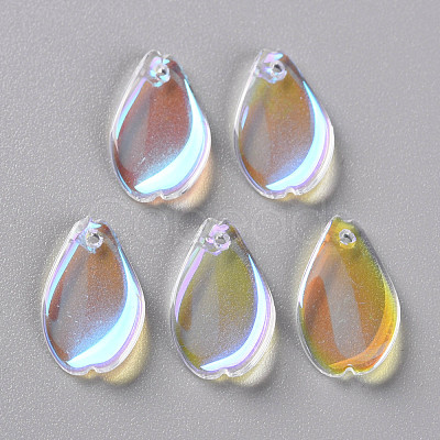 Transparent Spray Painted Glass Pendants GLAA-S190-014B-02-1