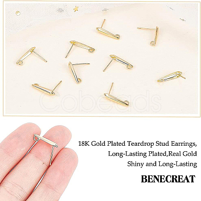 BENECREAT 40Pcs Brass Stud Earring Findings KK-BC0009-04-1