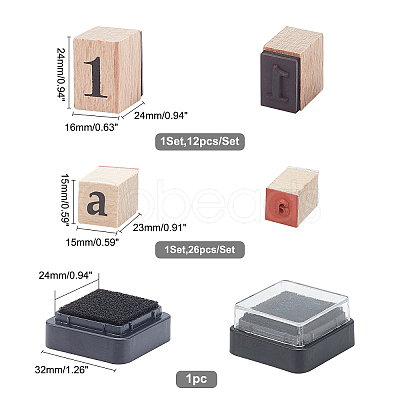 PandaHall Elite 2 Boxes Wooden Stamps Set AJEW-PH0003-54-1