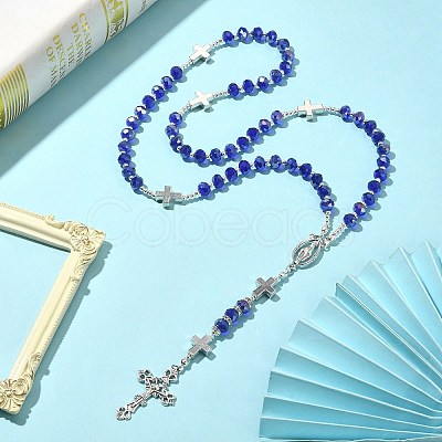 Glass Rosary Bead Necklaces NJEW-TA00080-1