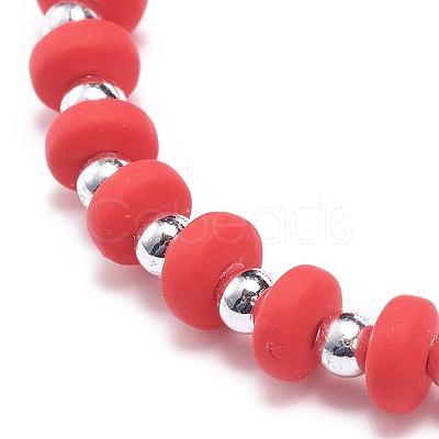 Polymer Clay & Plastic Beaded Stretch Bracelet with Fruit Charms for Women BJEW-JB08706-1