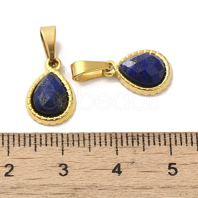 Natural Lapis Lazuli Faceted Teardrop Charms STAS-P361-01G-01-1