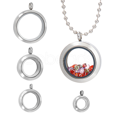 Unicraftale 4Pcs 4 Style 304 Stainless Steel Locket Pendants STAS-UN0047-28-1