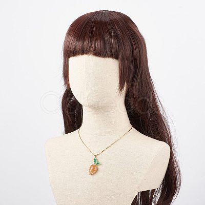 Natural Aventurine Braided Carrot Pendant Necklace NJEW-TA00036-1