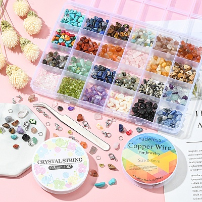 DIY Gemstone Bracelet Necklace Making Kit DIY-YW0006-40-1