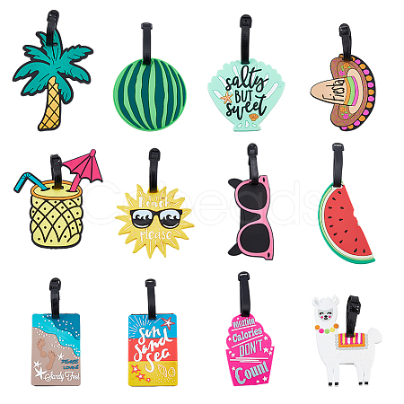 SUPERFINDINGS 12Pcs 12 Style PVC Luggage Tag AJEW-FH0003-43-1