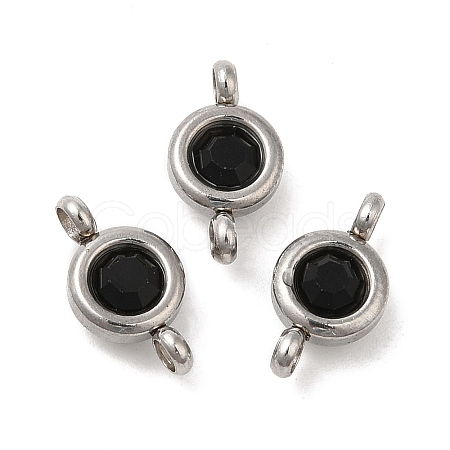 304 Stainless Steel Single Rhinestone Connector Charms STAS-E194-13P-03-1