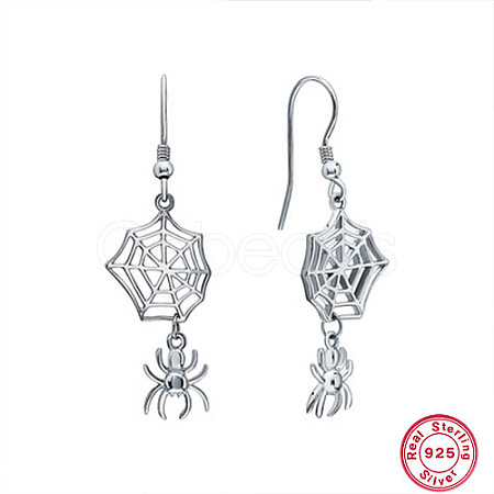 Rhodium Plated 925 Sterling Silver Dangle Earrings NG1088-2-1