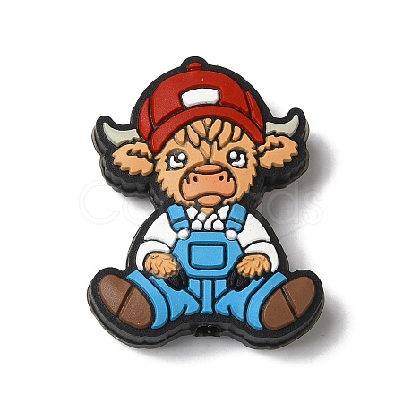 Overalls Red Hat Calf Cartoon Cowboy Silicone Focal Beads SIL-M006-03A-1