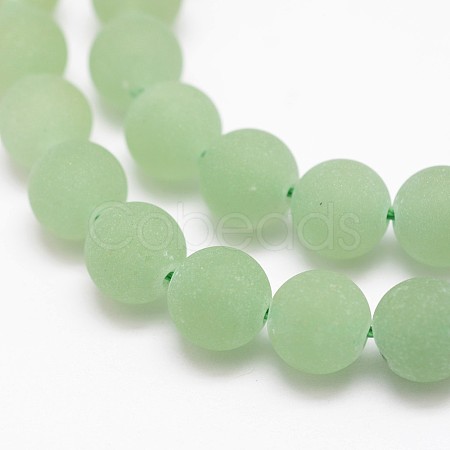 Frosted Round Natural Green Aventurine Beads Strands G-D797-10mm-1