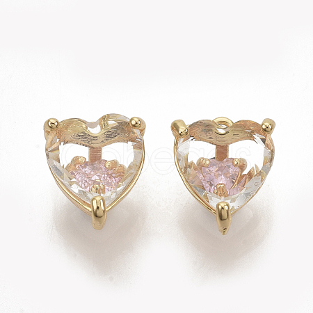 Brass Cubic Zirconia Charms KK-T050-06G-03-NF-1