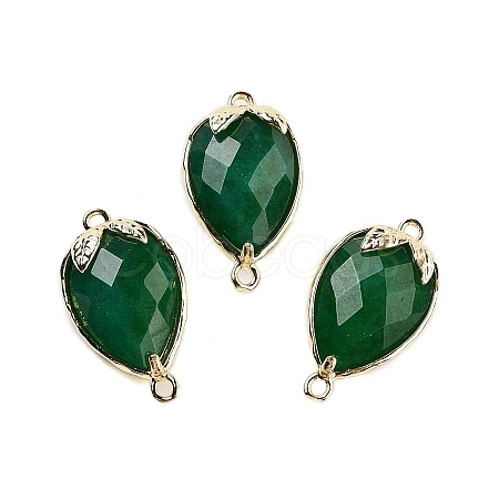 Dyed Natural Malaysia Jade Faceted Teardrop Connector Charms G-B081-03G-03-1