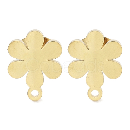 Flower Ion Plating(IP) 304 Stainless Steel Stud Earring Findings STAS-I206-94G-1