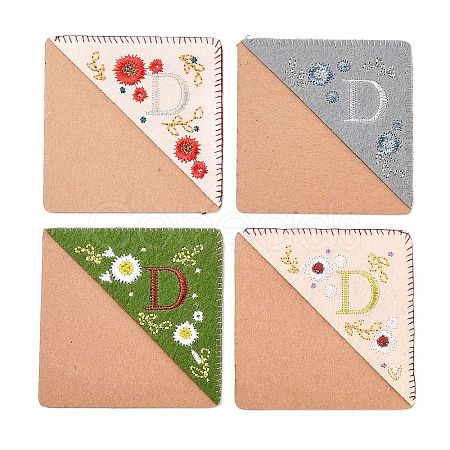 4Pcs Letter Personalized Hand Embroidered Corner Bookmarks JX587D-1