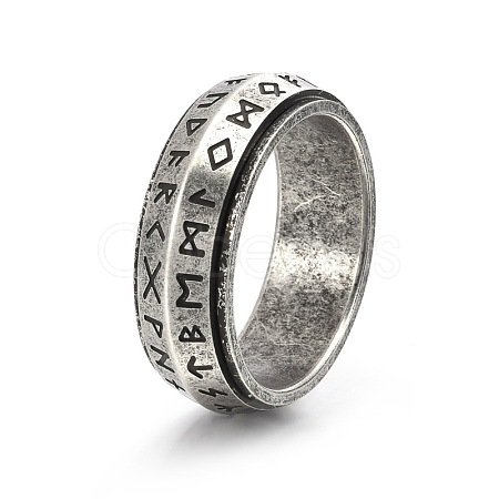 Rune Words Viking Amulet Titanium Steel Rotating Finger Ring PW-WG36209-28-1