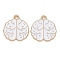 Alloy Enamel Pendants, Light Gold, Brain Charm, WhiteSmoke, 18x17x1mm, Hole: 1.8mm