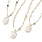 Natural Rutilated Quartz Beaded & Glass Beads Necklaces, Brass Pendant & Pearl Nuggets Necklaces, Real 14K Gold Plated, 16.02 inch(40.7cm)