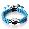 Black and White Yin Yang Synthetic Turquoise Braided Bracelets, Valentine's Day Adjustable Bracelets for Women Men