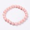 Natural Mashan Jade Beaded Stretch Bracelet, Dyed, Round, Misty Rose, 2 inch(5cm), Beads: 8mm