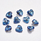 Faceted Glass Rhinestone Charms, Imitation Austrian Crystal, Heart, Bermuda Blue, 10x10x5mm, Hole: 1mm