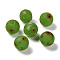 Handmade Frosted Lampwork Beads, Round, Lime Green, 11.5~12.5mm, Hole: 2~2.5mm