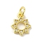 Brass Micro Pave Cubic Zirconia Charms, Real 18K Gold Plated, Sun Charms, Clear, 12x9.5x1.5mm, Hole: 3mm