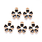 Alloy Enamel Charms, with ABS Plastic Imitation Pearl, Sakura Flower, Light Gold, Black, 14.5x11.5x4.5mm, Hole: 1.2mm