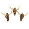 Resin Big Pendants, Cattle Head Shaped Charms with Brass Snap on Bails, Golden, 50x46.5x15mm, Hole: 7x4.5mm