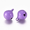 Baking Painted Iron Bell Pendants, Round, Medium Purple, 17x13.5mm, Hole: 2.5mm