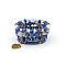 Boho Style Wood Beaded Stretch Bracelet Sets for Women, with Acrylic and Alloy Finding , Blue, No Size 