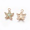 Alloy Enamel Pendants, Starfish/Sea Stars, Light Gold, Light Green, 18x14.5x3mm, Hole: 1.4mm