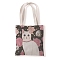 Cat Pattern Canvas Women's Tote Bags, Shoulder Bags for Shopping, Rectangle, Black, 37x33cm