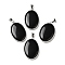 Natural Obsidian Pendants, Oval Charms with Platinum Plated Metal Findings, 39.5x26x6mm, Hole: 7.6x4mm