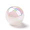 UV Plating Rainbow Iridescent Acrylic Beads, with Glitter Powder, Round, White, 15mm, Hole: 3.2mm