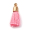 Cotton Pendants, with CCB Plastic Finding, Tassl, Pink, 24.5~30x6mm, Hole: 1.4mm