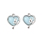 Alloy & Resin Pendants, Heart Charms, Platinum, Sky Blue, 17x14x7mm, Hole: 1.6mm