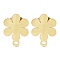 Flower Ion Plating(IP) 304 Stainless Steel Stud Earring Findings, with Loop, Golden, 15x8.5mm, Hole: 1.2mm, Pin: 0.8x11mm