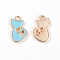 Zinc Alloy Enamel Pendant, Light Gold, Cat, Light Sky Blue, 15x10x1.5mm, Hole: 1.5mm