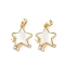 Brass Micro Pave Cubic Zirconia Pendants, with Shell, Star, Real 18K Gold Plated, 17.5x14x3mm, Hole: 3x5mm