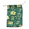 Gold Stamping Christmas Velvet Storage Bags, Drawstring Bags, Rectangle, Green, Box, 16x10x0.01cm