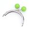 Iron Purse Frame Handle with Solid Color Acrylic Beads, for Bag Sewing Craft Tailor Sewer, Lawn Green, 68x85~87x11mm, Hole: 1.5mm