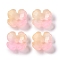 Baking Paint Glass Bead Caps, 4-Petal Flower, Pink, 12x12x4.5mm, Hole: 1.4mm