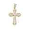 Brass Pave Cubic Zirconia Pendants, Golden, Cross, 33x22.5x4mm, Hole: 5mm