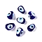 Handmade Evil Eye Lampwork Beads, Teardrop, Dark Blue, 13~15x9~10.5mm, Hole: 1~1.8mm