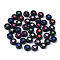 Opaque Black Acrylic Beads, Flat Round with Mixed Color Star, 7x3.5mm, Hole: 1.5mm, about 3600pcs/500g