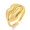 Ion Plating(IP) 304 Stainless Steel Lip Open Cuff Ring for Women, Real 18K Gold Plated, Adjustable